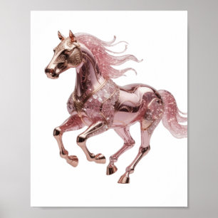 Póster Hermoso caballo brillante rosa con diseño moderno 