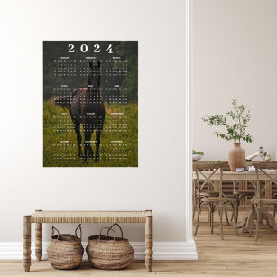 Póster Hermoso caballo marrón en el calendario de paredes
