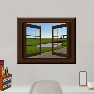 Póster Hermoso Campo De Golf Con Ventanales Falsos