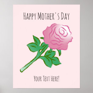 Póster Hermoso cartel con una rosa rosa