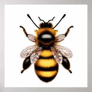 Póster Hermoso cartel de abeja melífera natural