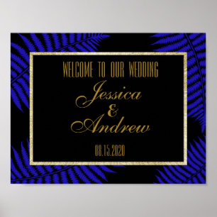 Póster Hermoso cartel de bienvenida de boda de hoja de he