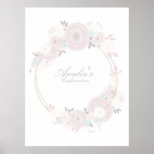 Póster Hermoso cartel de entrada de confirmación floral p