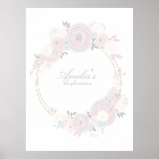 Póster Hermoso cartel de entrada de confirmación floral p