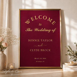 Póster Hermoso cartel de presentación de boda de Borgoña