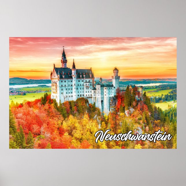 Póster Hermoso Castillo Neuschwanstein, Alemania (Frente)