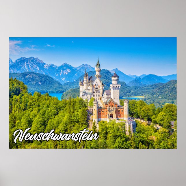 Póster Hermoso Castillo Neuschwanstein, Alemania (Frente)
