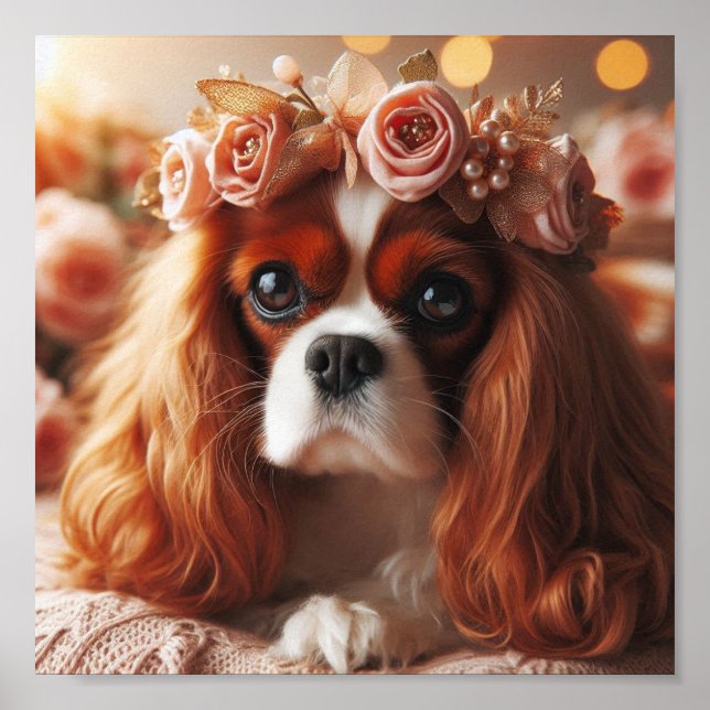 Póster hermoso Cavalier King Charles Spaniel (Frente)