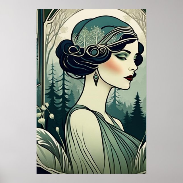 Póster Hermoso Chica Art Deco, Flapper, Chica de TI de lo (Frente)