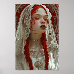Póster Hermoso Chica con Poster de flores