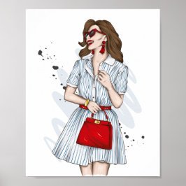 Póster Hermoso chica con ropa elegante con acento de moda