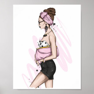 Póster Hermoso chica con ropa elegante con acento de moda