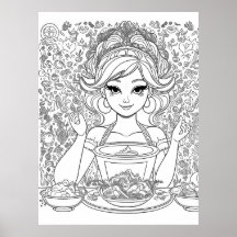 Hermoso chica con un tazón