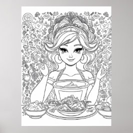 Póster Hermoso chica con un tazón