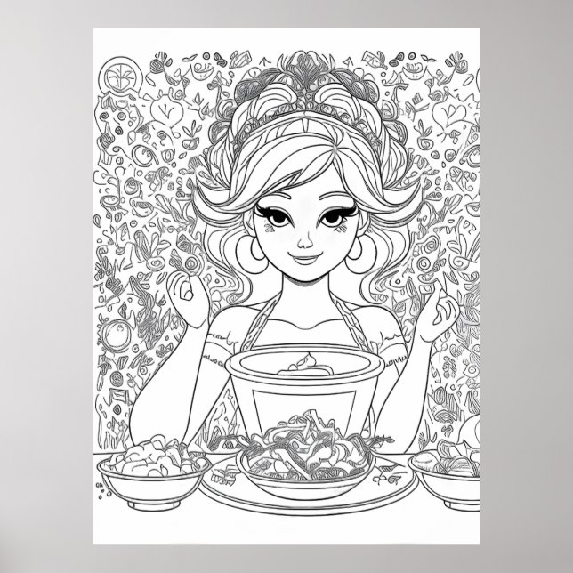 Póster Hermoso chica con un tazón (Frente)