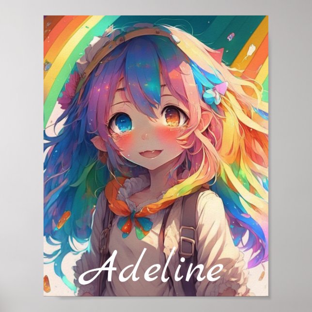 Póster Hermoso Chica del anime arcoiris (Frente)