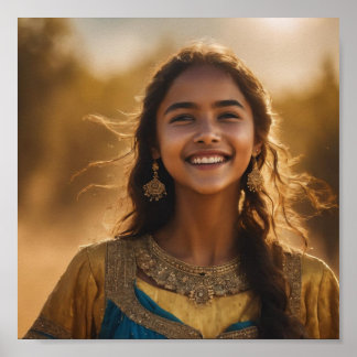 Póster hermoso chica sonriente poster de pared