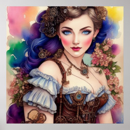 Póster Hermoso Chica Steampunk