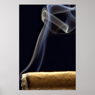 Póster Hermoso cigarro con humo