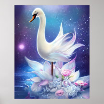 Hermoso Cisne Blanco Fantasmo con flores