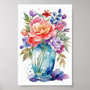 Póster Hermoso clip de vara de flores sobre fondo blanco