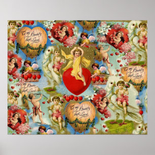 Póster Hermoso colegio de San Valentín de amor Cherub