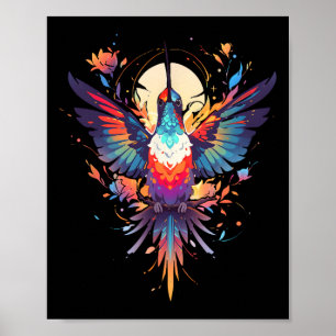 Póster Hermoso Colibrí Viendo el Día de la Tierra Natu