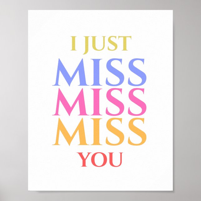 Póster Hermoso Colorido Repetido Te Extraño (Frente)