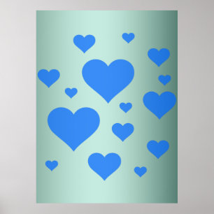 Póster Hermoso corazón azul
