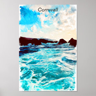 Póster Hermoso Cornwall Inglaterra Paisaje costero britán