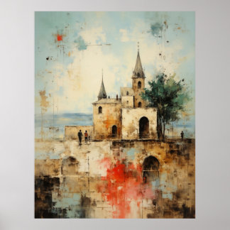 Póster Hermoso cuadro abstracto moderno de un pequeño pue