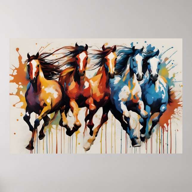 Póster Hermoso cuadro de caballos (Frente)