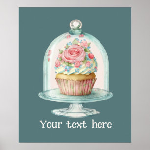 Póster Hermoso cupcake fresco agregar texto negocio