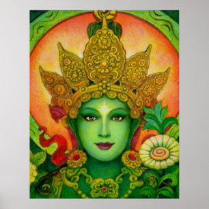 Poster hermoso del arte de Tara del verde de la