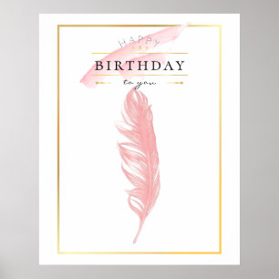 Póster Hermoso dibujo de lápiz Feather Cumpleaños