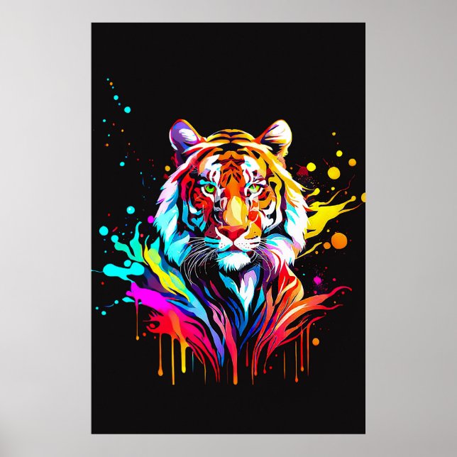 Póster Hermoso diseño abstracto de tigre (Frente)