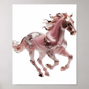 Póster Hermoso diseño de texto de CABALLO DE VIDRIO ROSE 