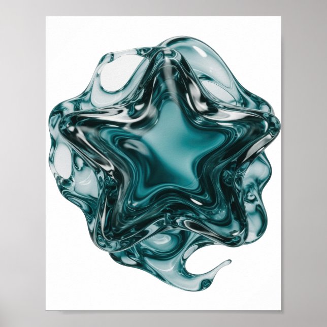 Póster Hermoso diseño de texto STAR BALL de plata (Frente)