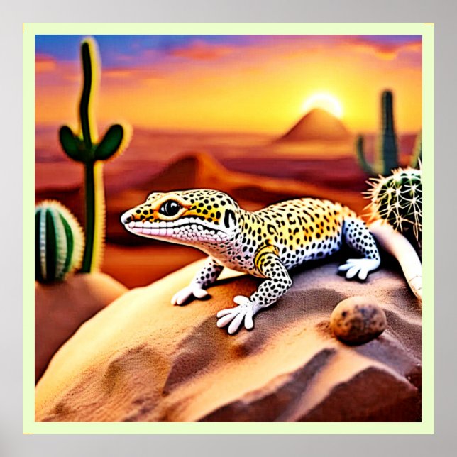 Póster Hermoso diseño Gecko del leopardo del desierto (Frente)