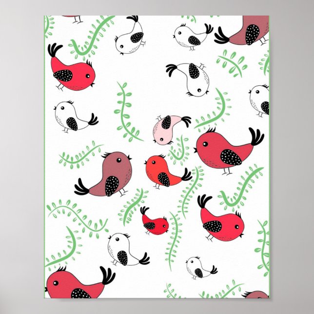 Póster Hermoso diseño temático de aves, estampado  (Frente)