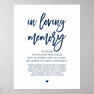 Póster Hermoso En Recuerdo Amoroso, Azul Marina memorial