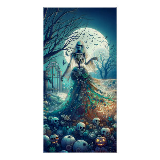Póster Hermoso esqueleto en cementerio