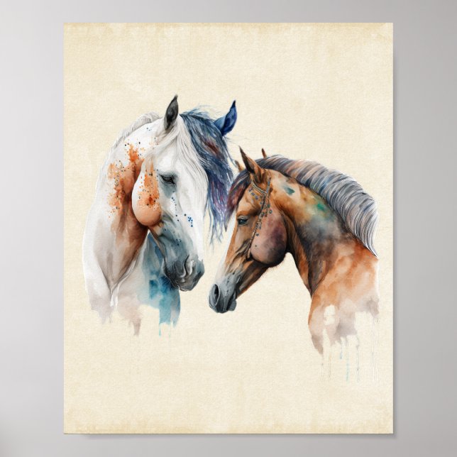 Póster Hermoso estilo Caballos de estilo Boho Occidental (Frente)