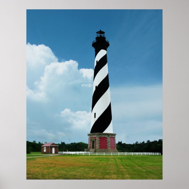 Póster Hermoso faro de Cape Hatteras en la ribera exterio (Frente)