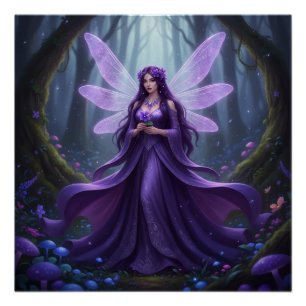 Póster Hermoso Febrero Amethyst Fairy