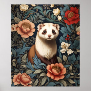 Póster Hermoso Ferret William Morris inspirado