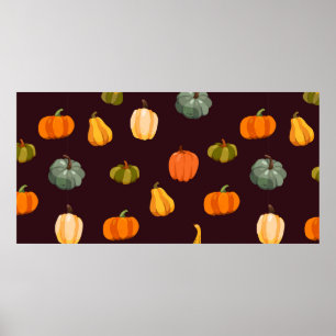 Póster Hermoso fondo otoñal con calabazas coloridas