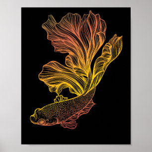 Póster Hermoso Gif de lucha de peces betta siameses de co
