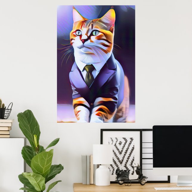 Póster Hermoso Ginger Cat Boss D (Oficina en casa)