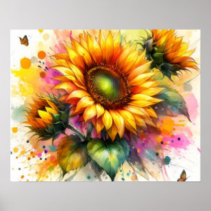Poster - Hermoso girasol amarillo, arte